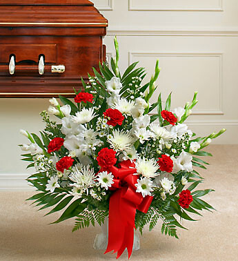 Tribute Red &amp;amp; White Floor Basket Arrangement