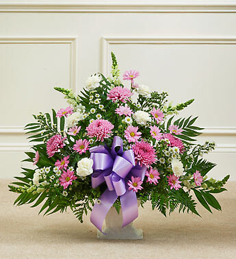 Tribute Lavender &amp;amp; White Floor Basket Arrangement